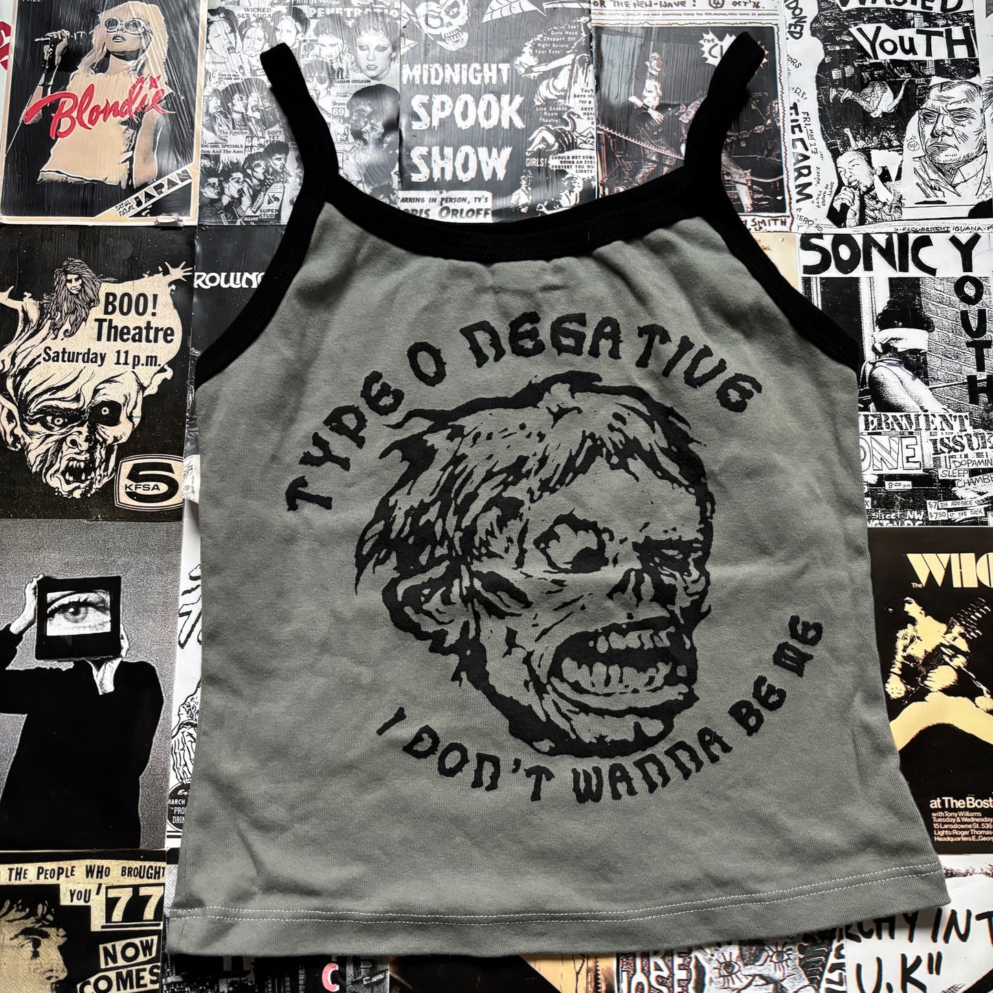 Type negative olive/black tank MEDIUM