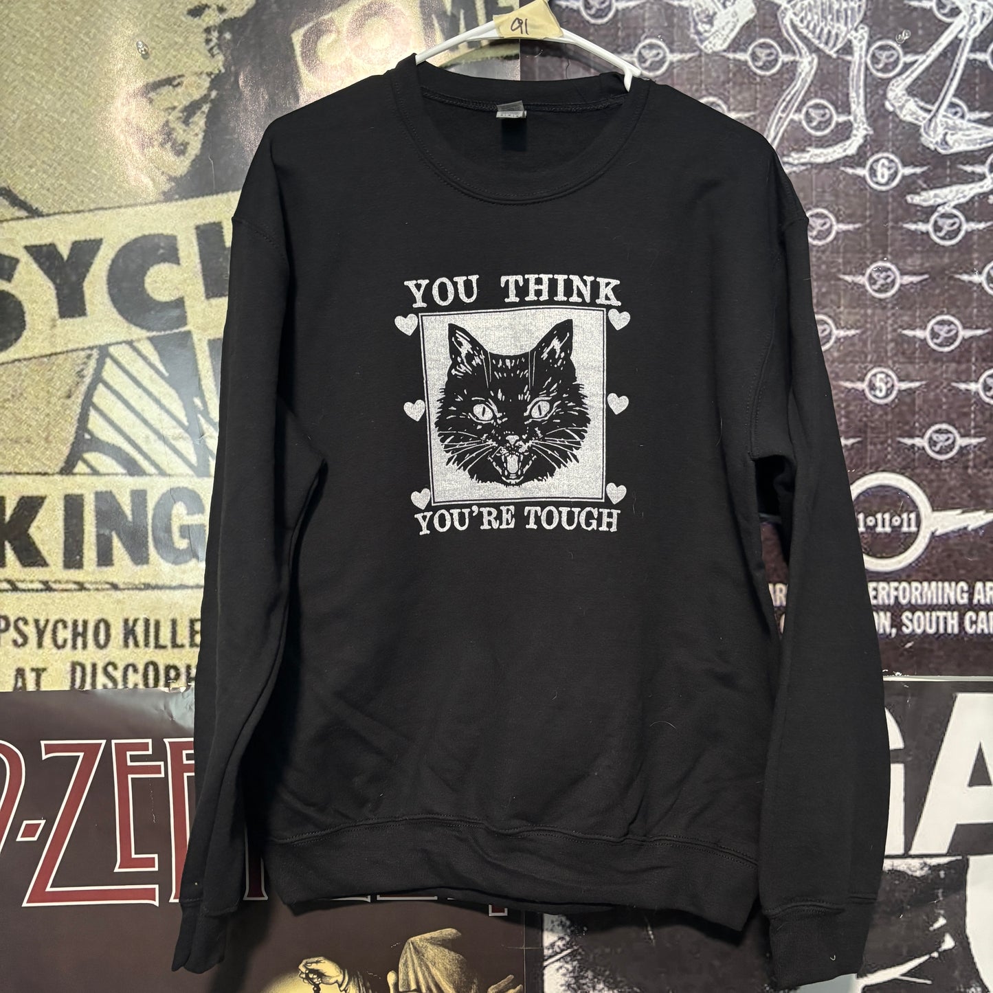 Tough cat black sweatshirt