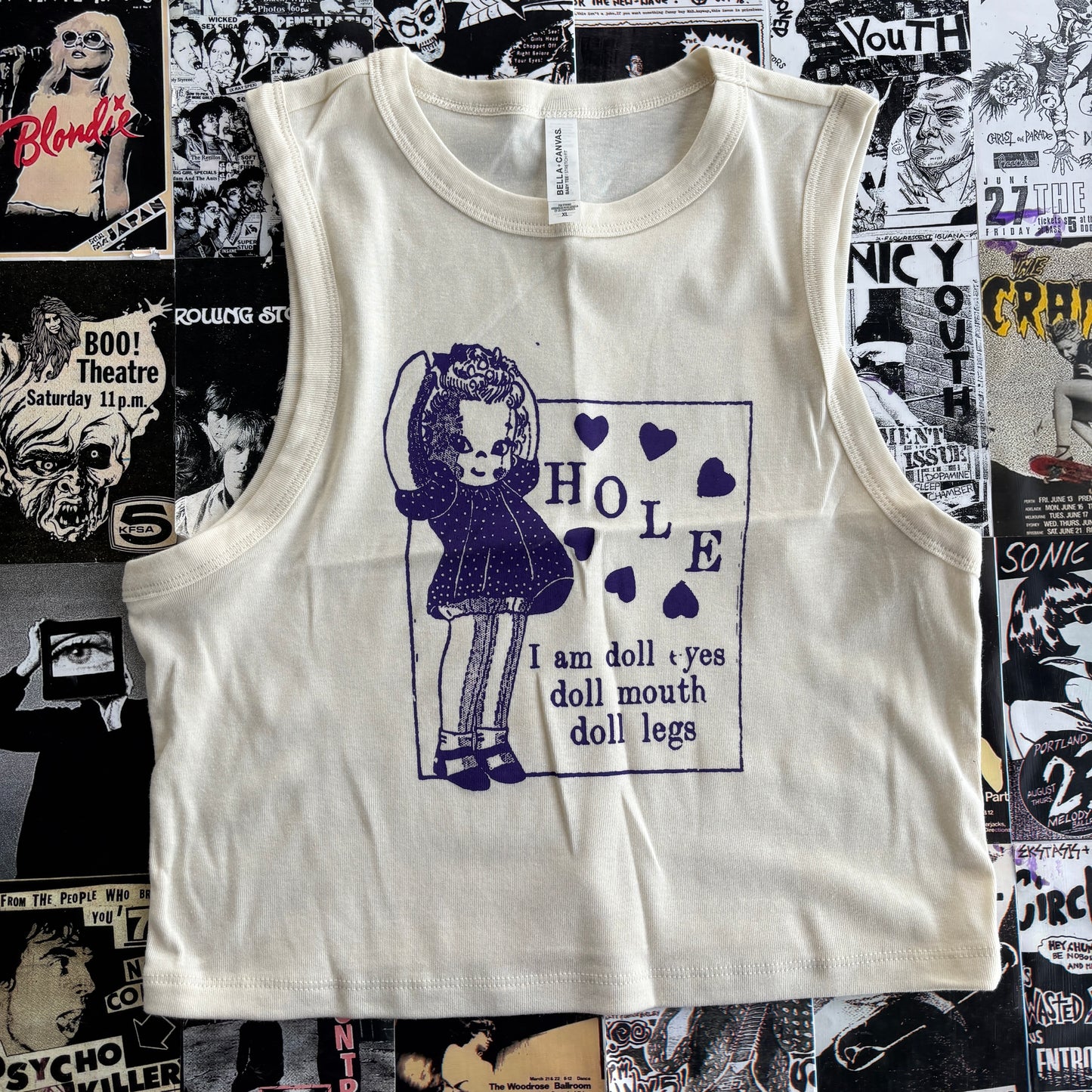 Doll parts cream/purple tank XL