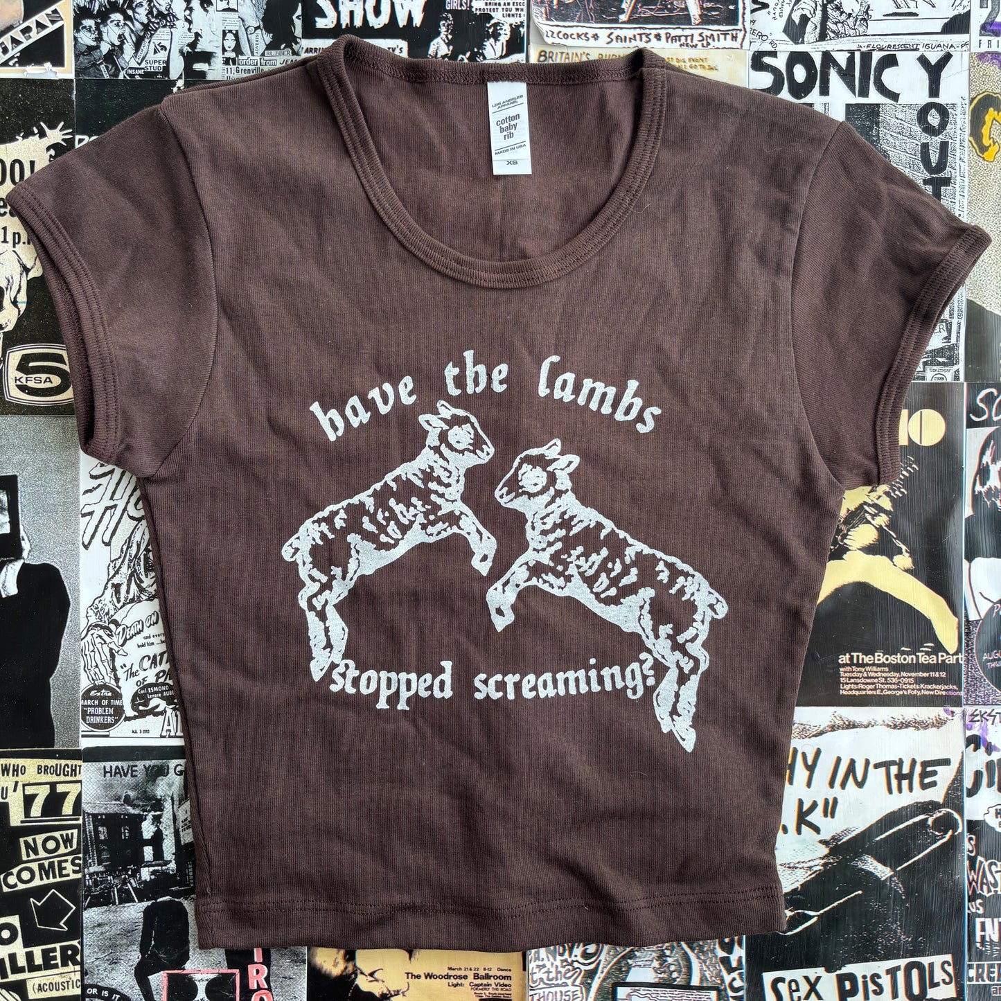 Silence lambs brown crop baby tee XS