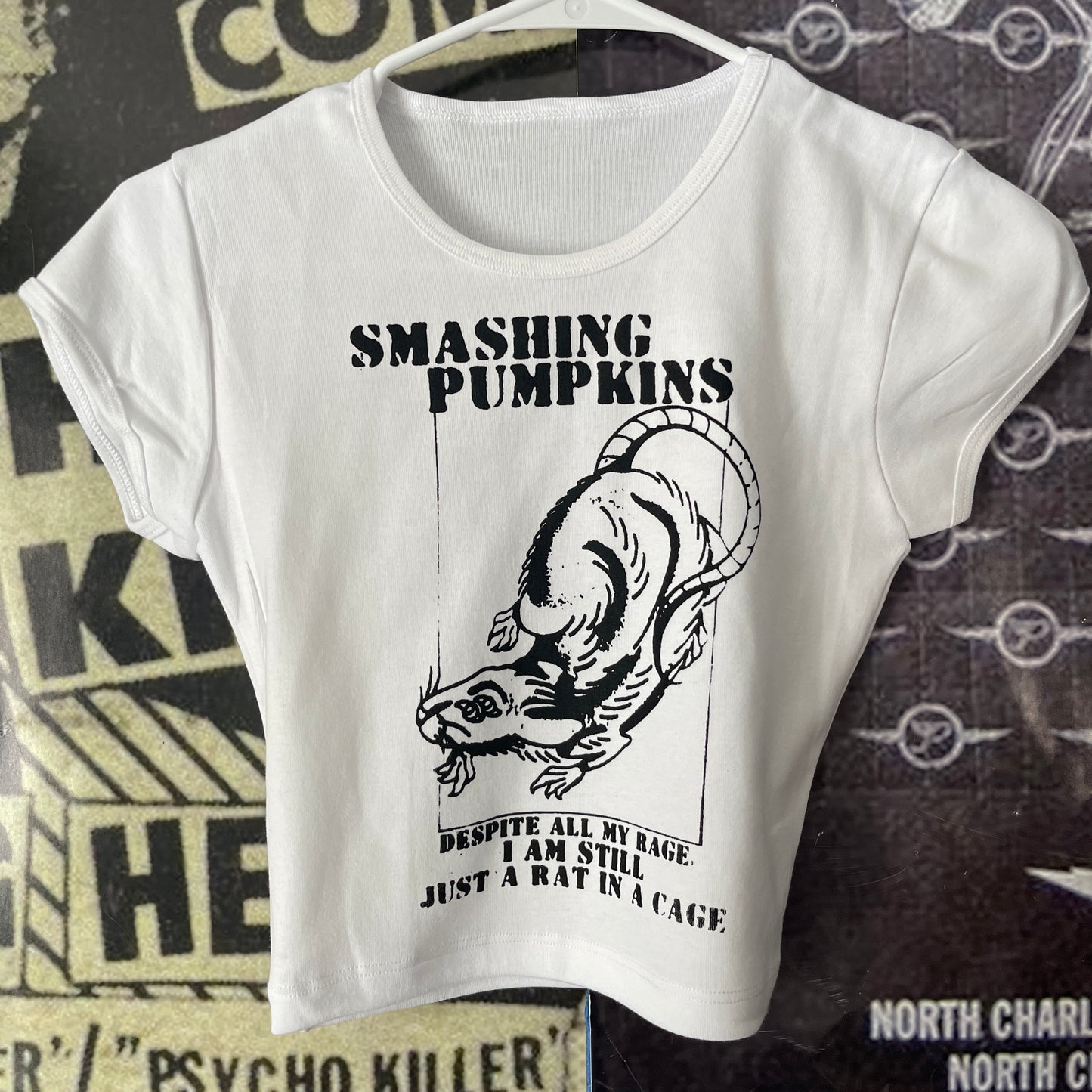 Smashing pumpkins white crop baby tee