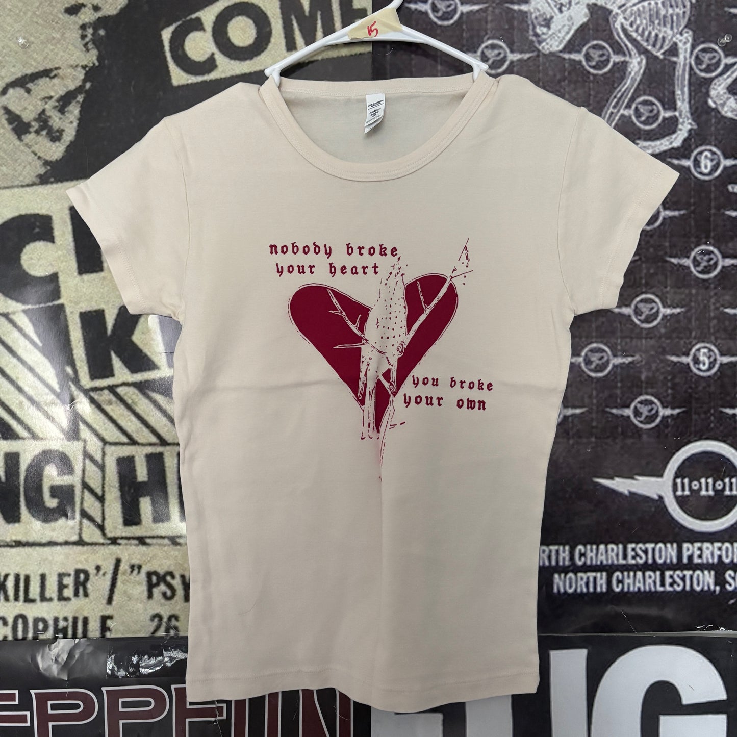 Elliott smith heart cream/red babydoll tee