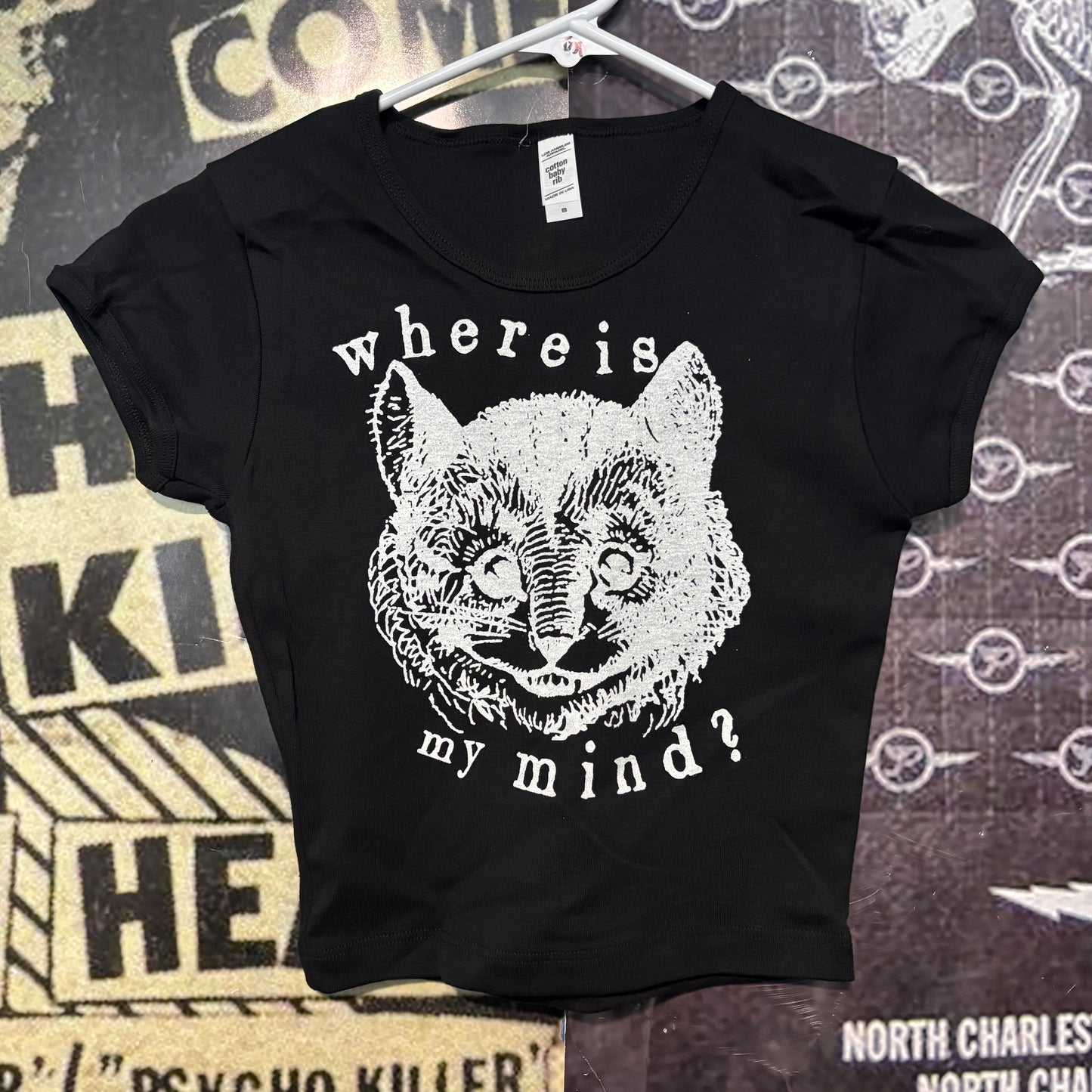 Pixies mind black crop baby tee