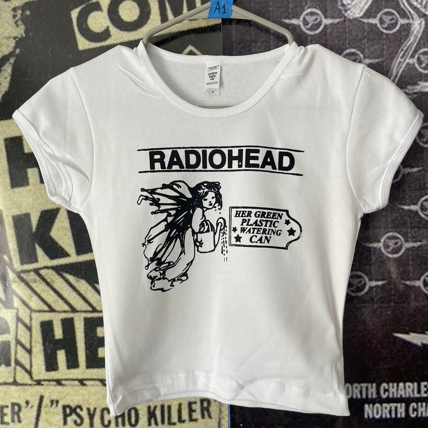 Radiohead white crop baby tee