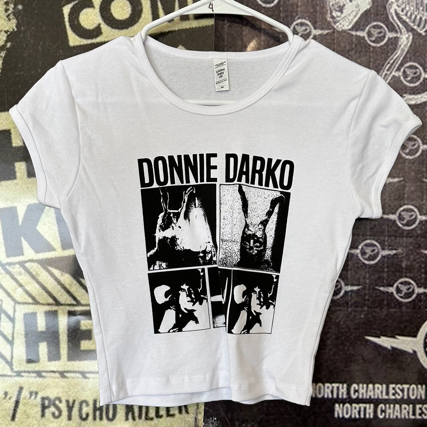 Donnie darko white crop baby tee