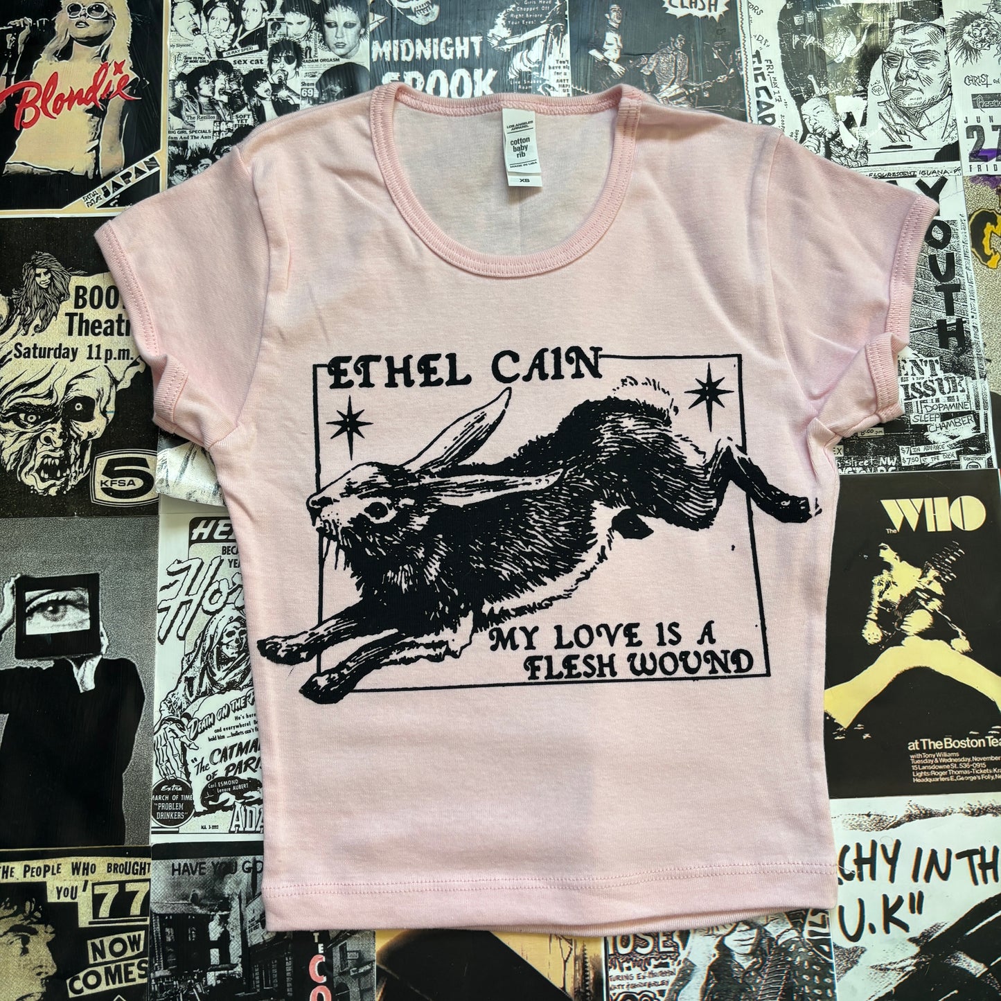 Ethel cain pink/black baby tee XS
