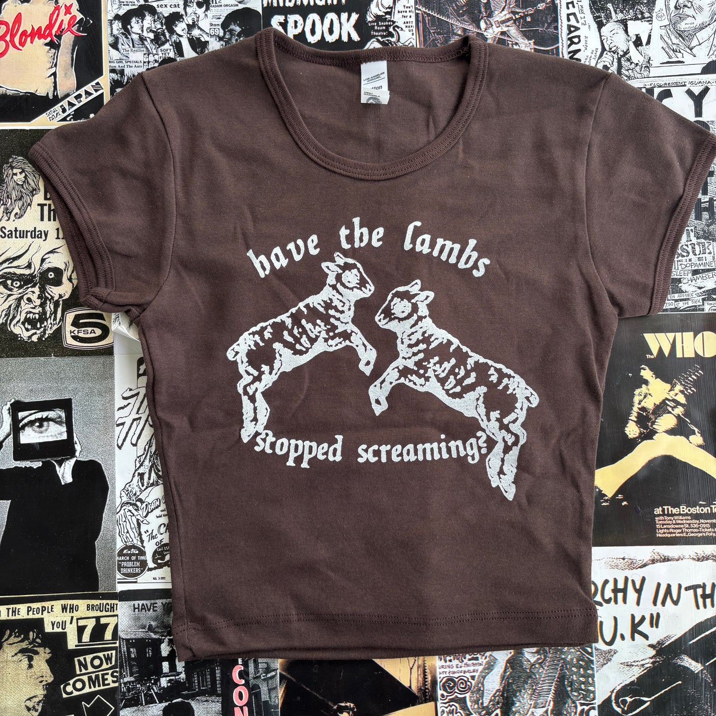 Silence lambs brown crop baby tee SM