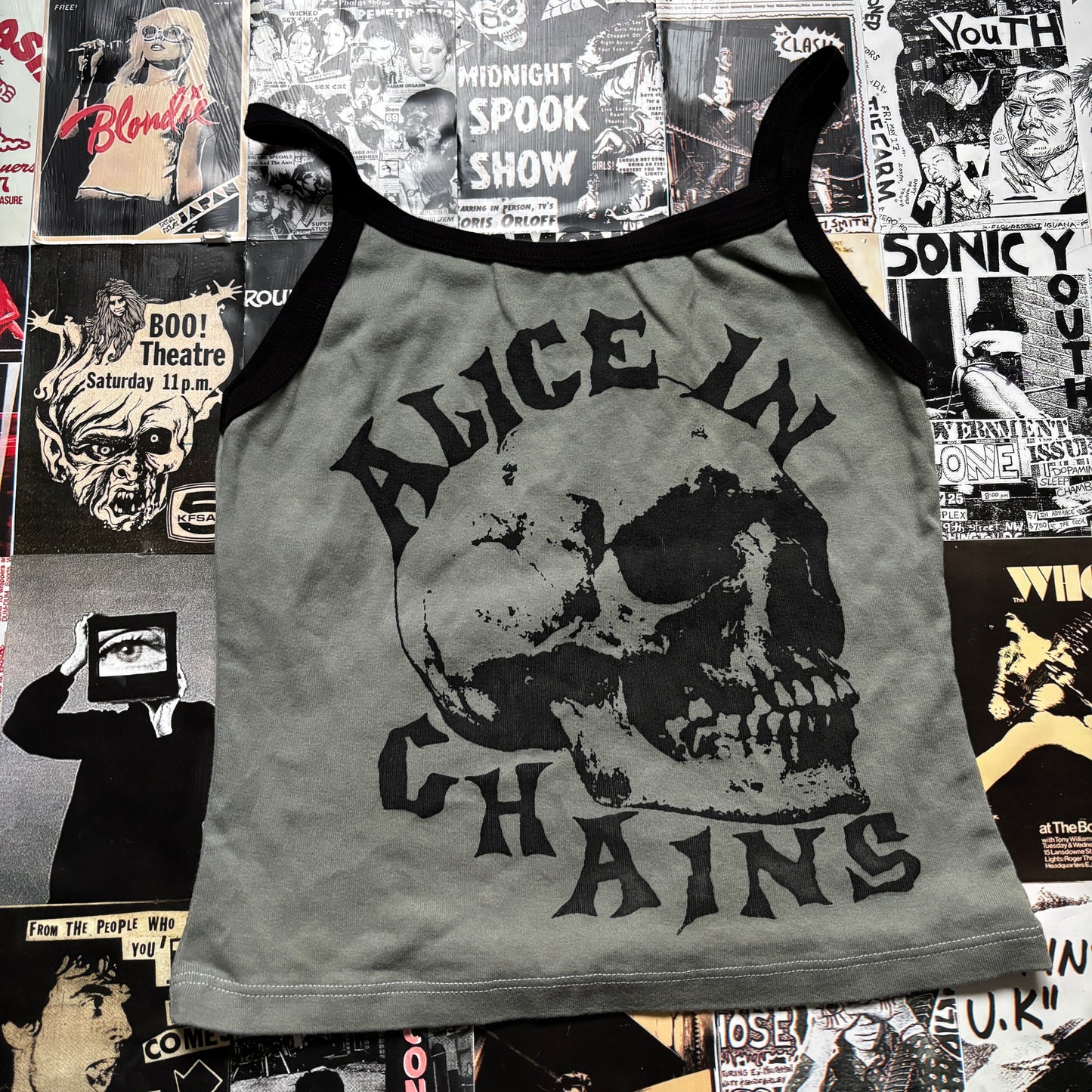 Alice in chains olive/black tank MEDIUM