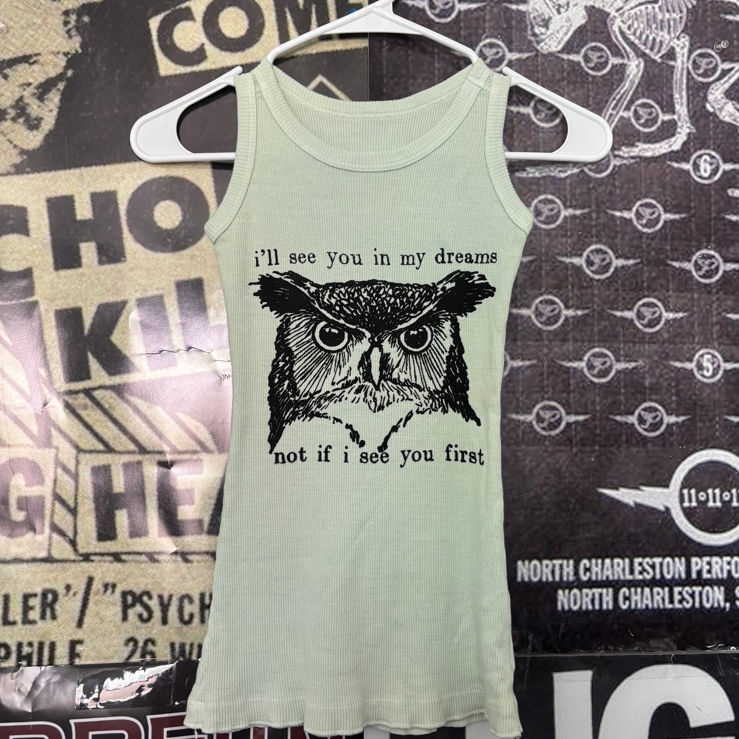 Twin peaks owl mint ribbed tank SM/MED
