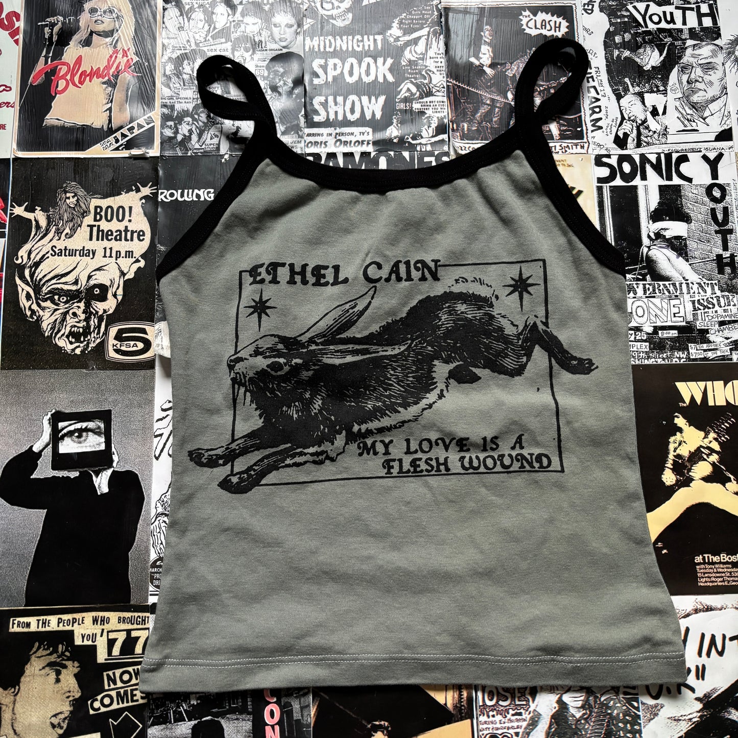 Ethel Cain olive/black tank MEDIUM