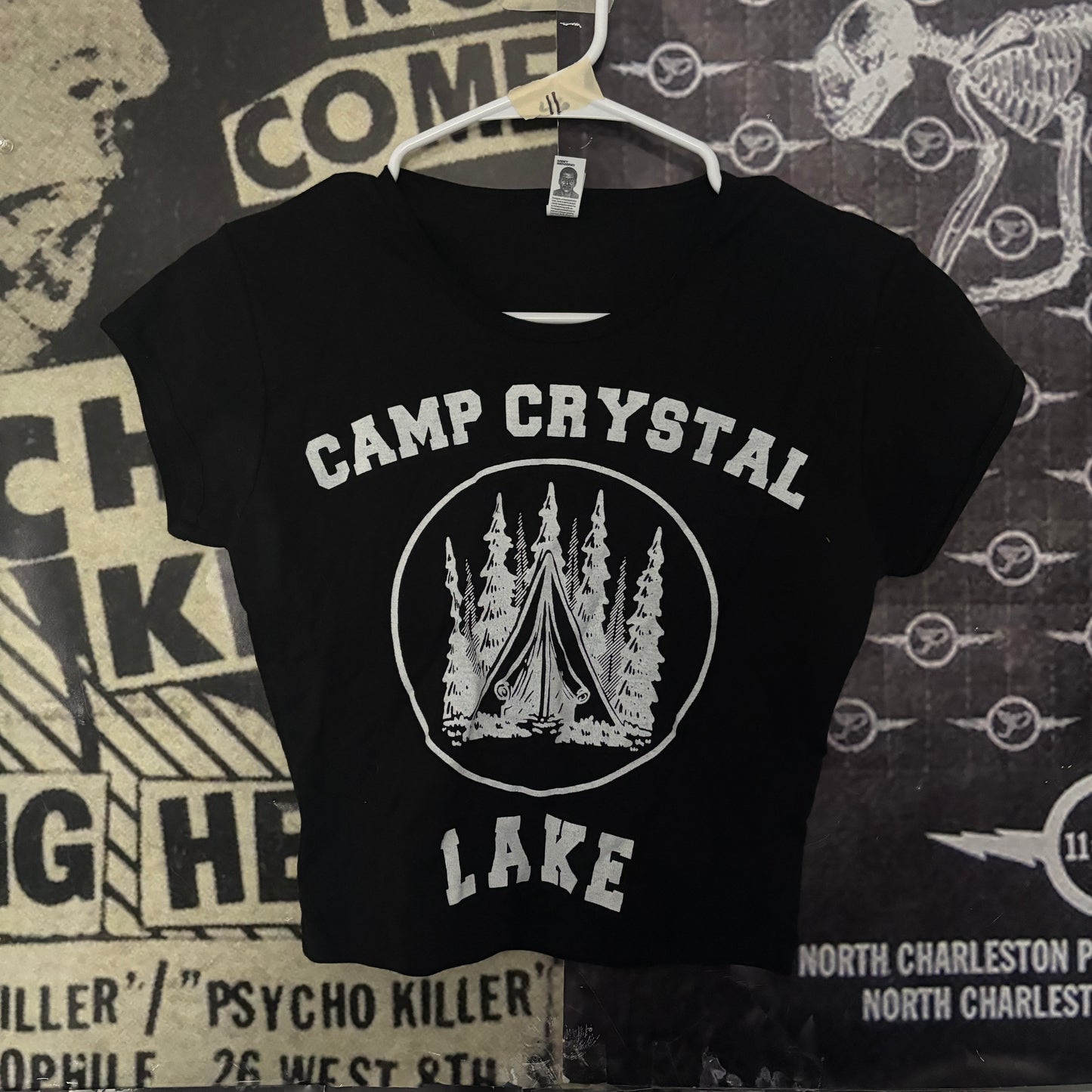 Camp crystal lake black crop baby tee