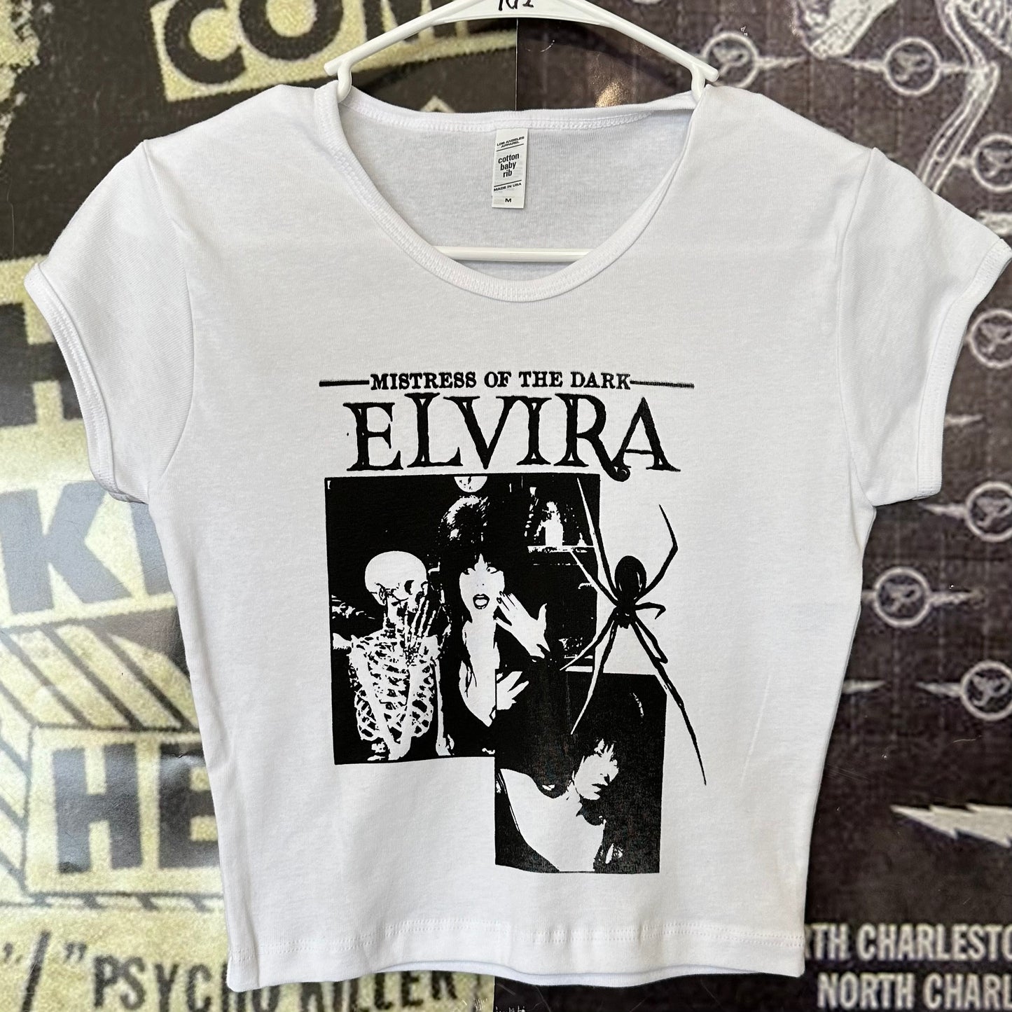 Elvira white crop baby tee
