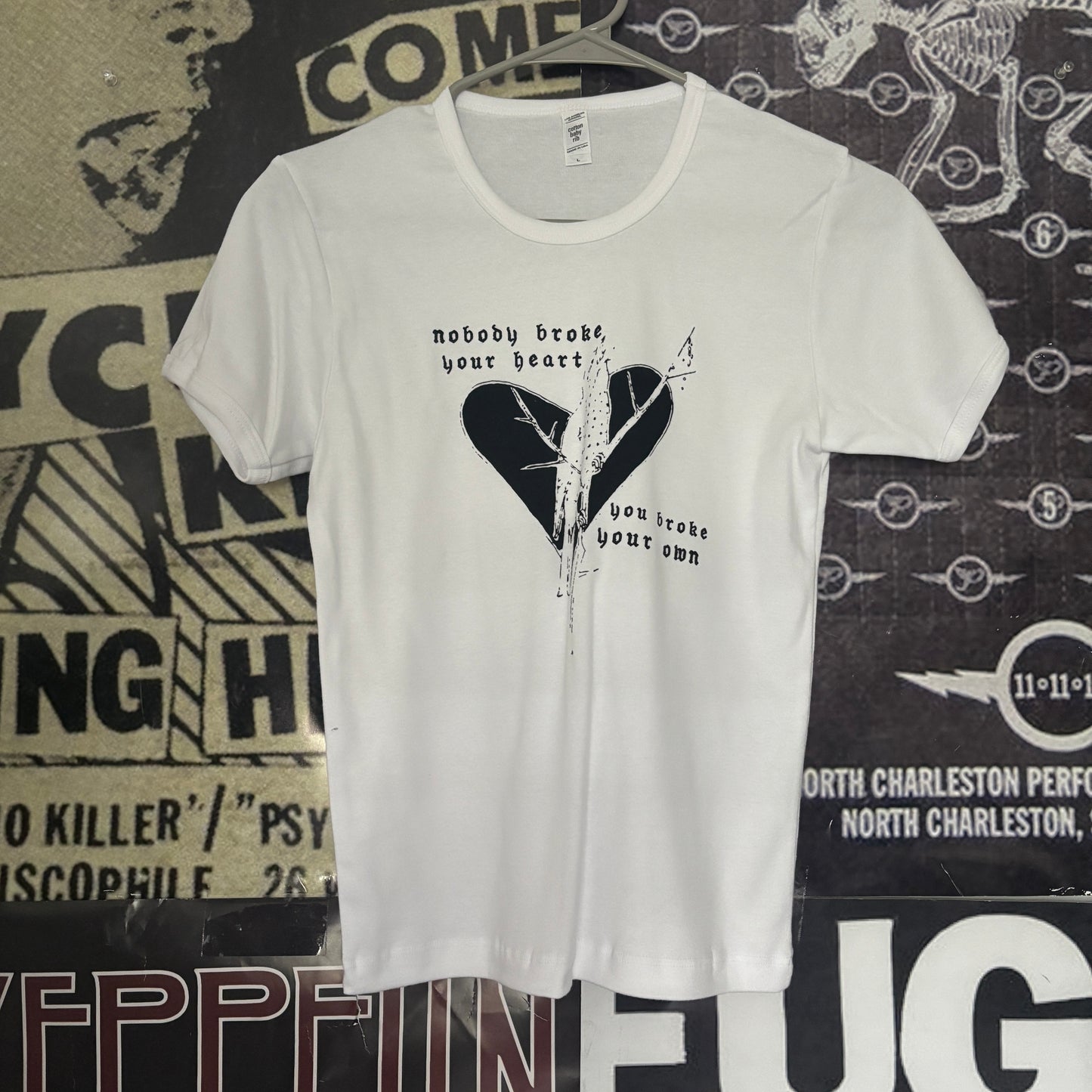 Elliott smith heart white long baby tee
