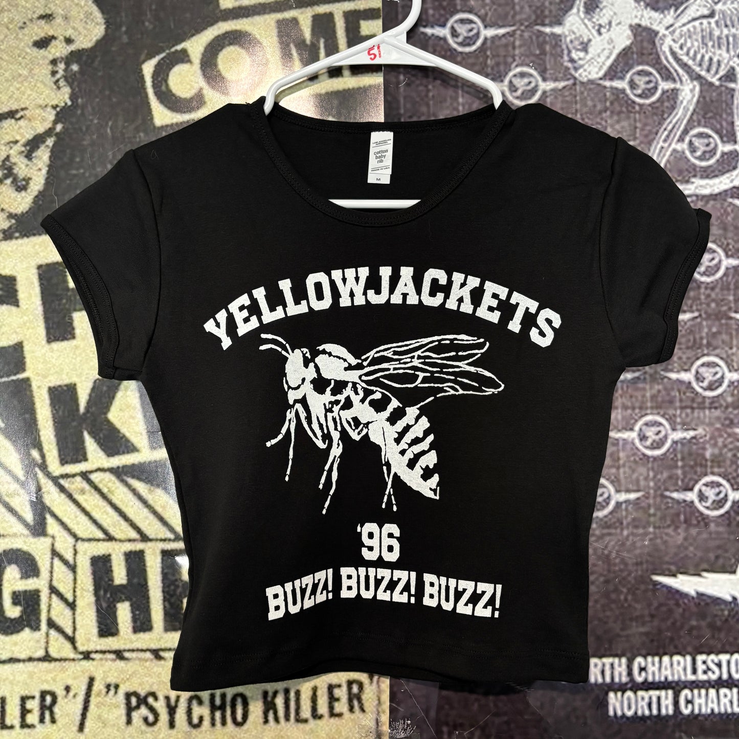 YELLOWJACKETS black crop baby tee