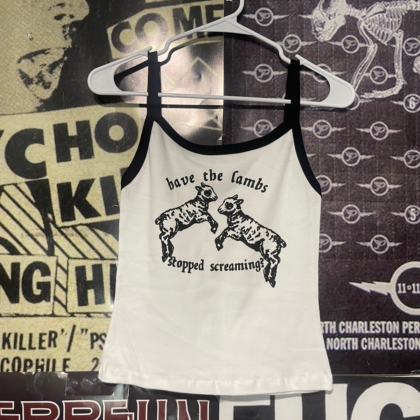 The lambs black/white baby tank