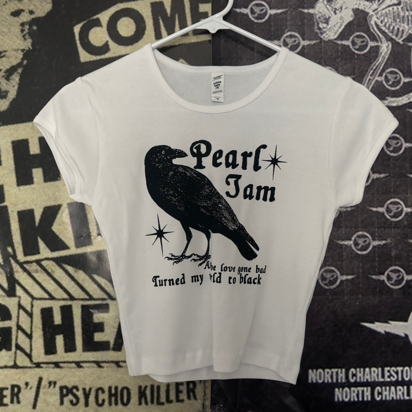 Pearl jam white crop baby tee