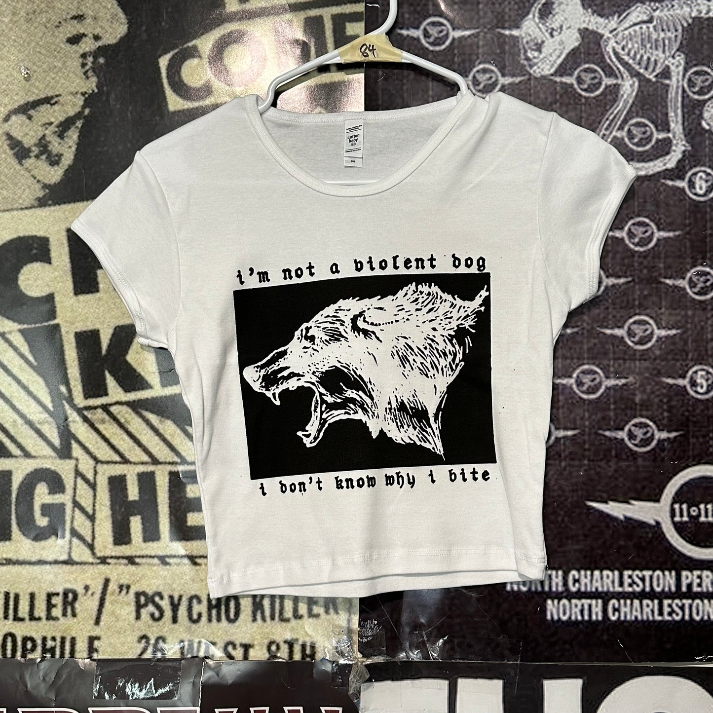 Violent dog white crop baby tee