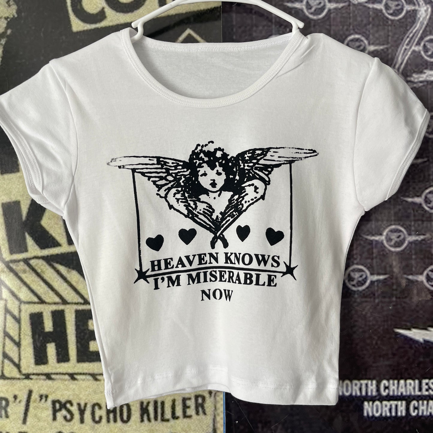 The smiths heaven white crop baby tee