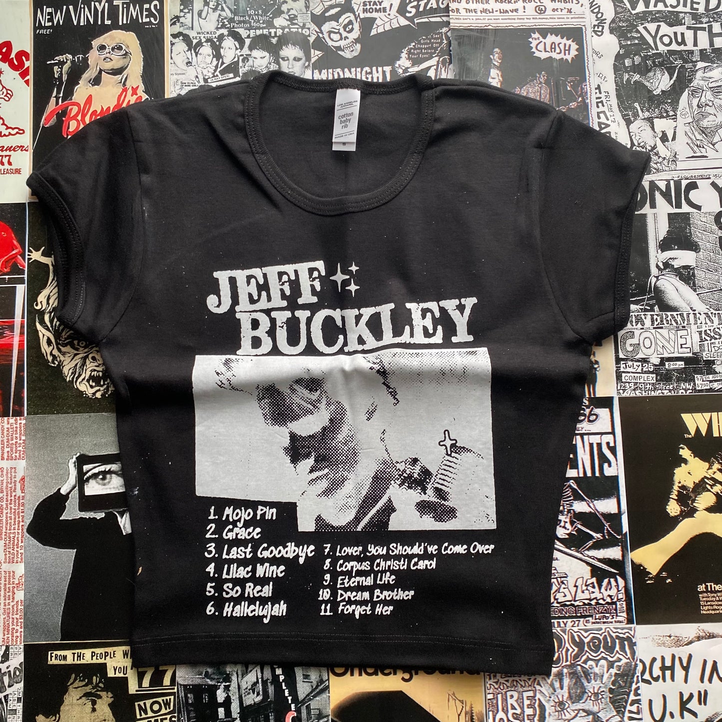Jeff Buckley black crop baby tee