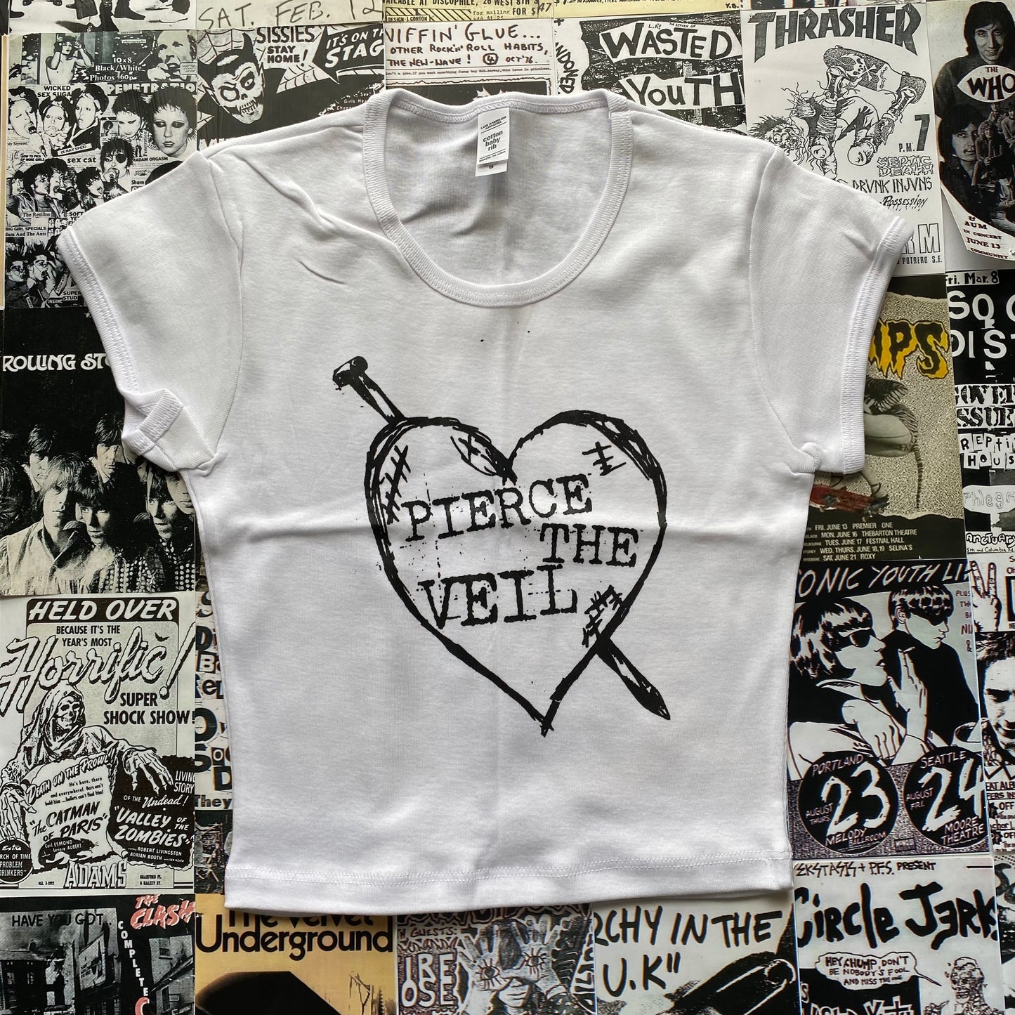 Pierce the veil white crop baby tee