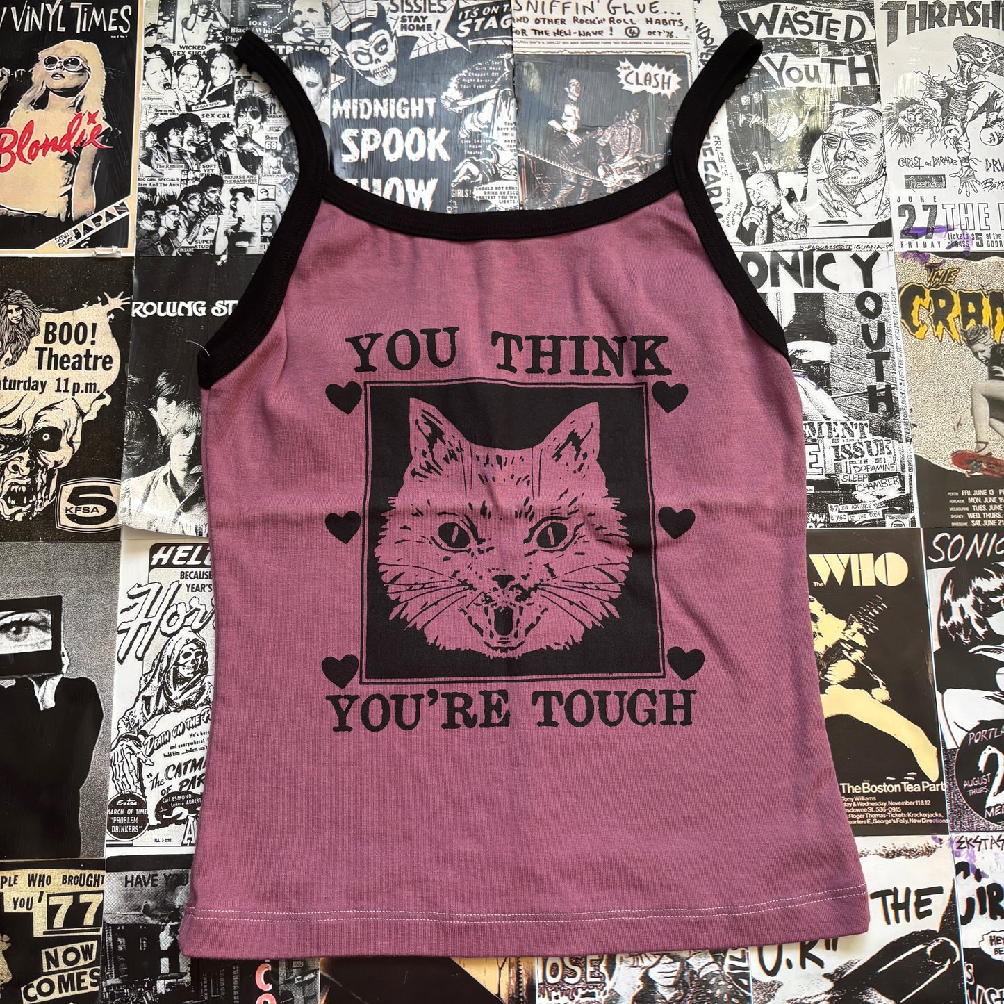 Tough cat maroon ringer tank SM/MED