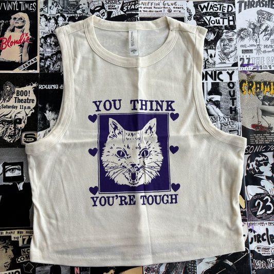 Tough cat cream/purple tank XL