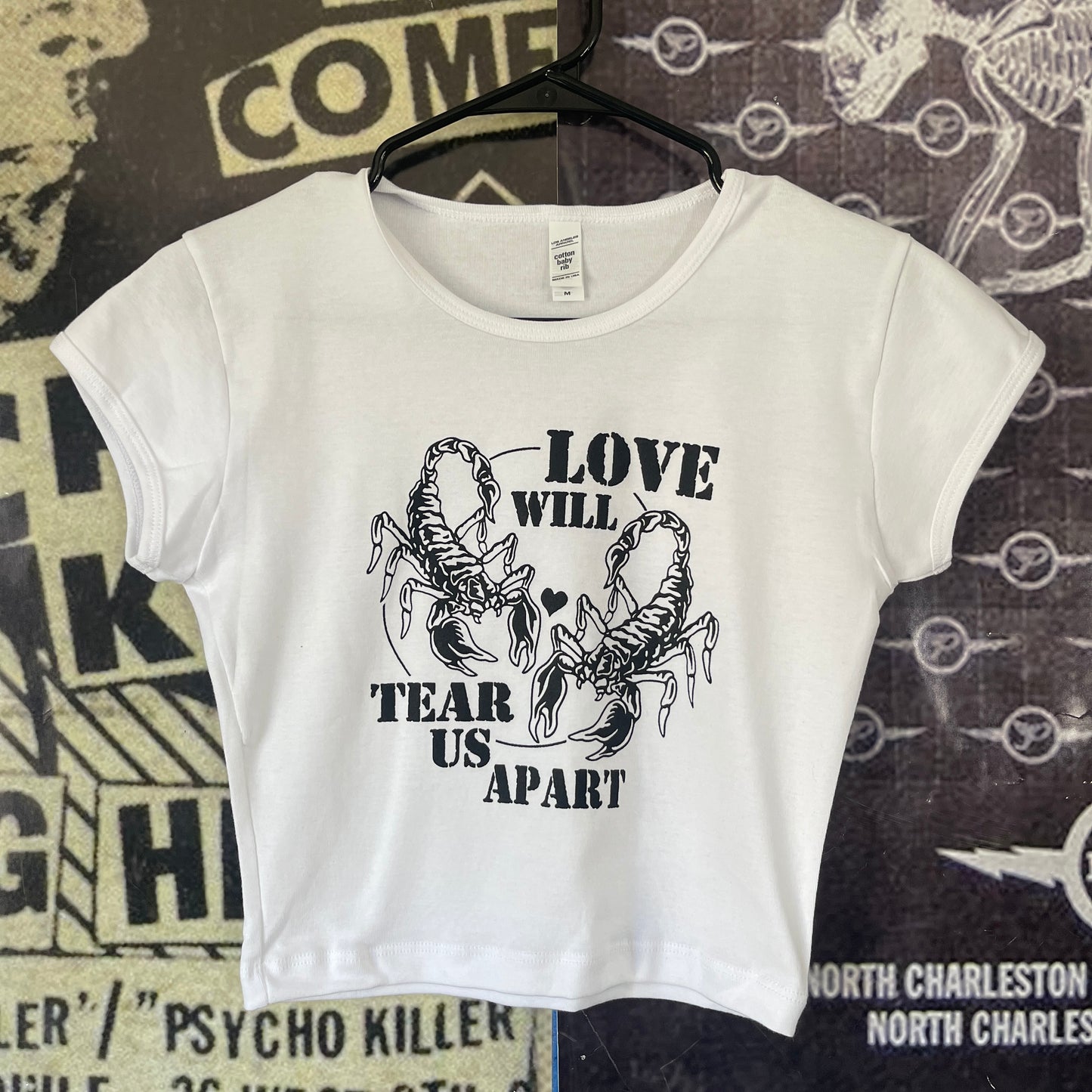 Joy division love white crop baby tee