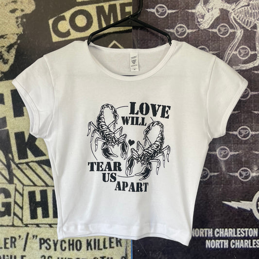 Joy division love white crop baby tee