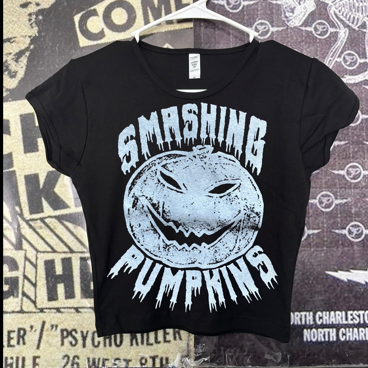 Smashing pumpkins black crop baby tee