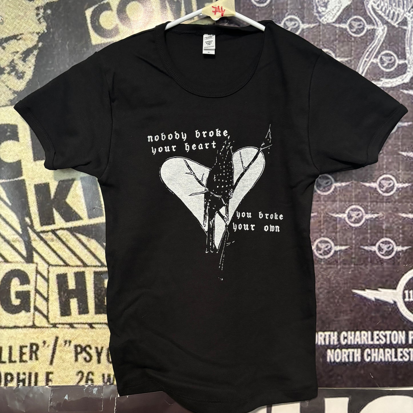 Elliott smith heart black long baby tee