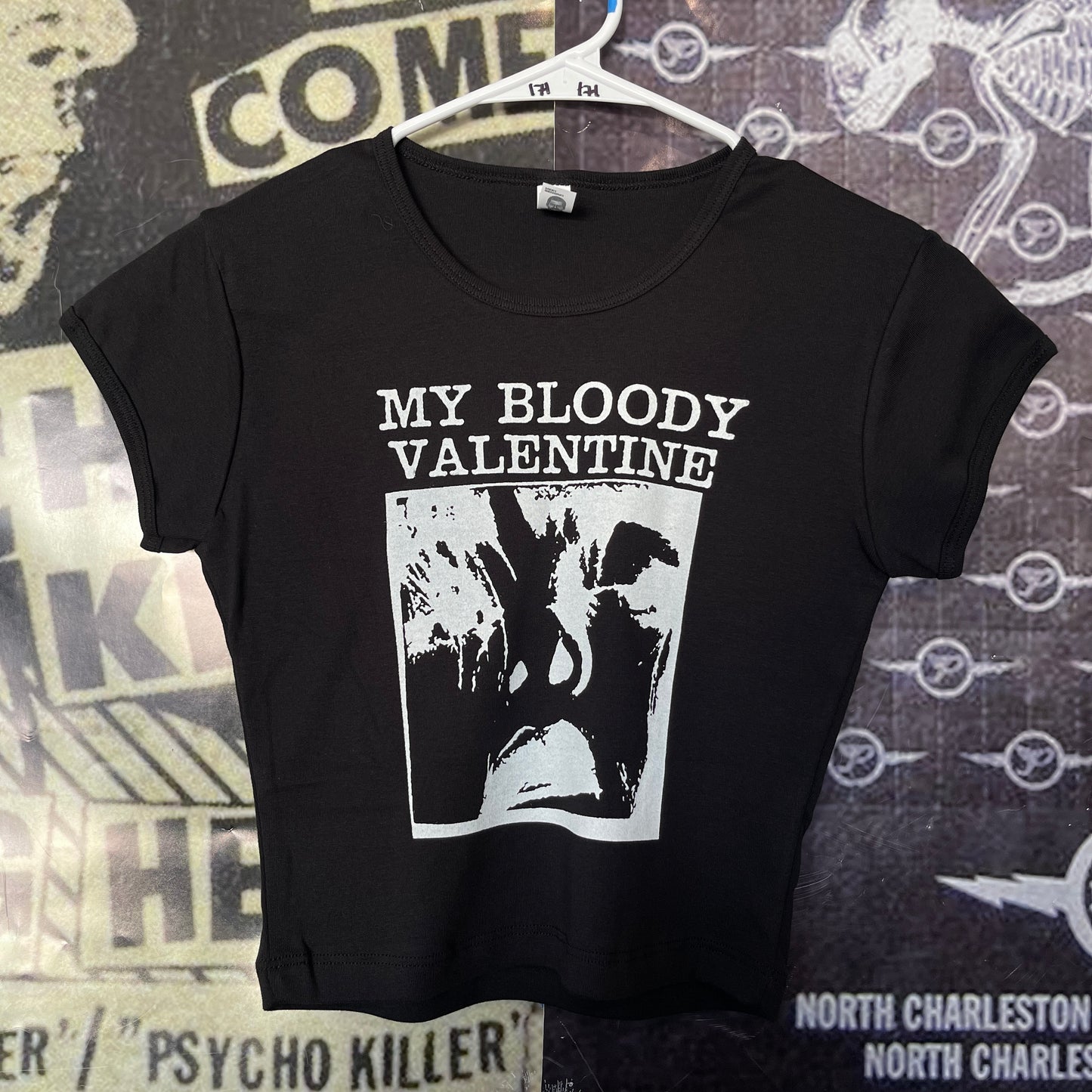 My bloody valentine black crop baby tee