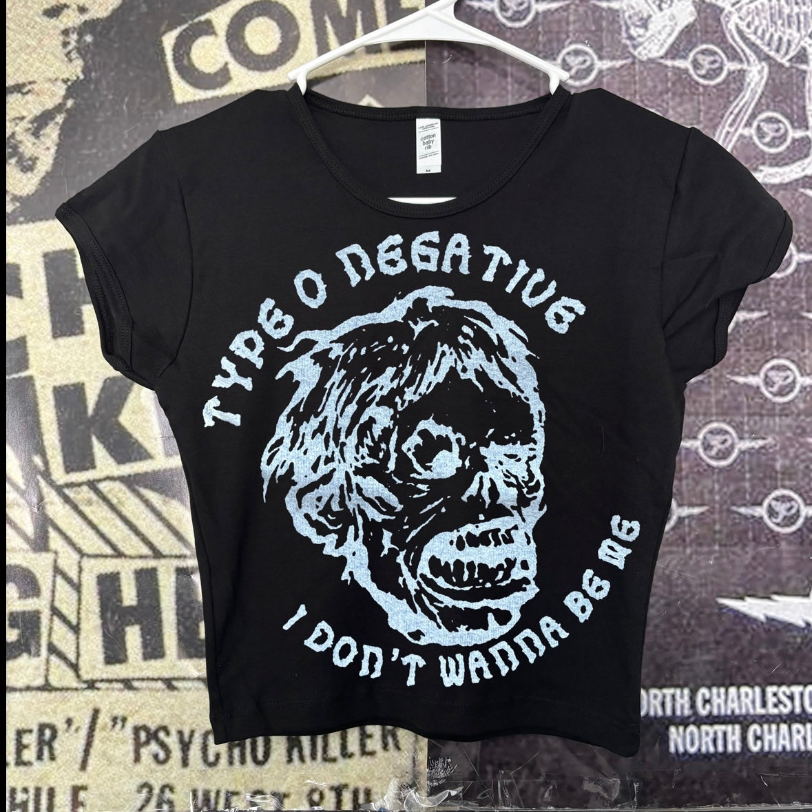 Type o negative black crop baby tee