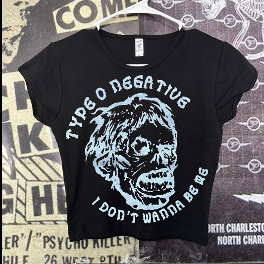 Type o negative black crop baby tee