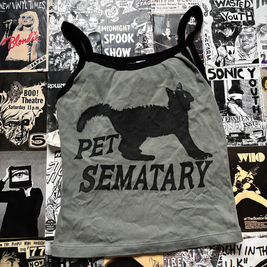 Pet sematary olive/black tank MEDIUM