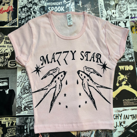Mazzy star pink/black baby tee XS