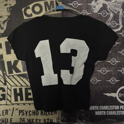 Property of camp crystal lake black crop baby tee