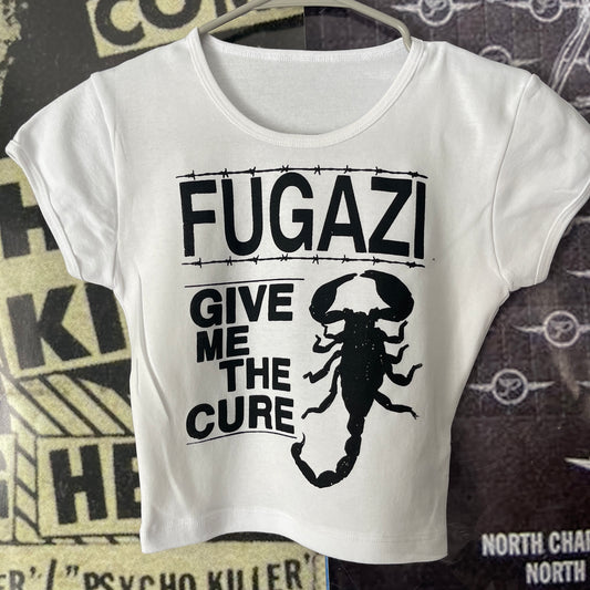 Fugazi white crop baby tee
