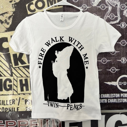 Fire walk with me white long baby tee