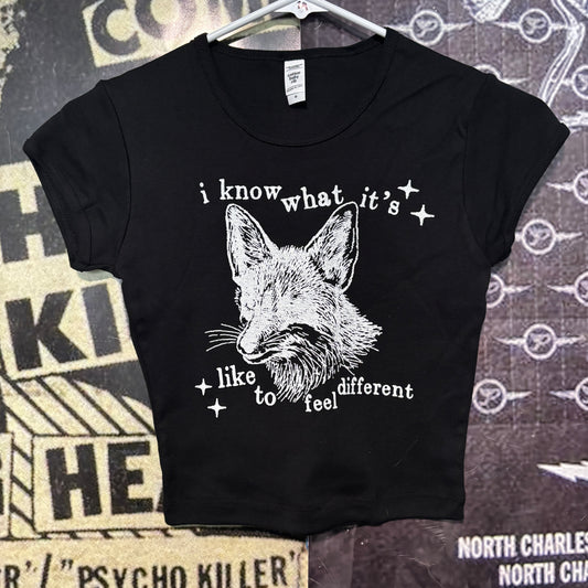 Fantastic fox black crop baby tee
