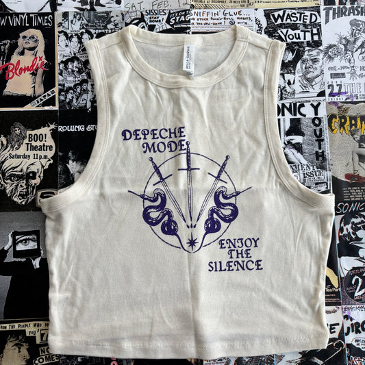 Depeche mode cream/purple tank XL