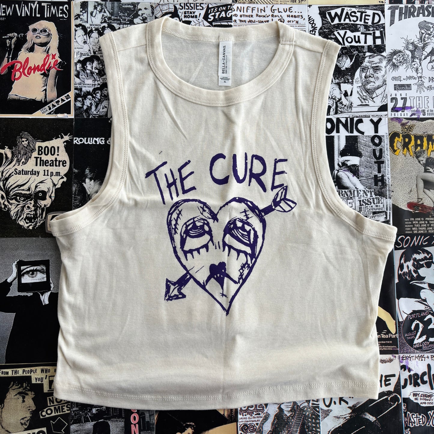 The cure cream/purple tank XL