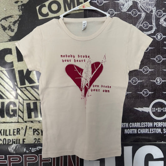 Elliott smith heart cream/red babydoll tee