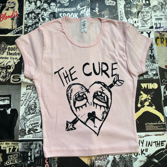 The cure pink/black baby tee XS