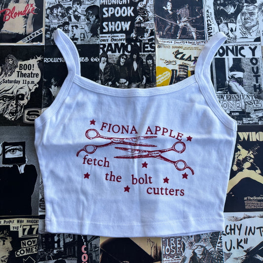 Fiona Apple white/red crop tank SM/MED