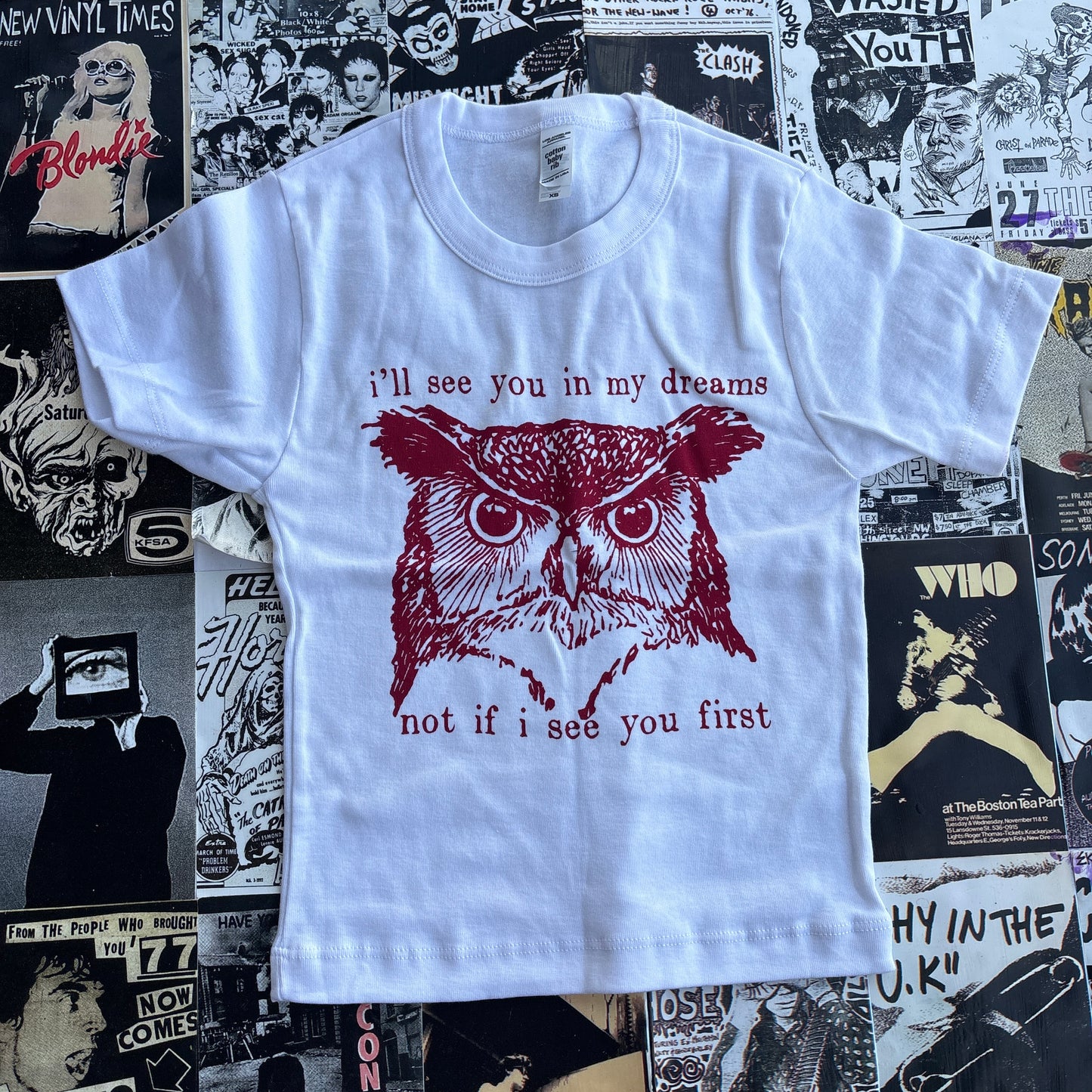 Twin peaks white/red baby tee XS