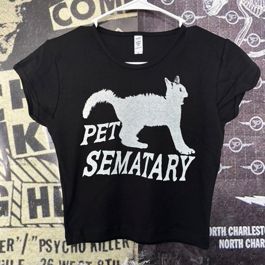 Pet sematary black crop baby tee