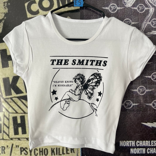 The smiths fairy white crop baby tee