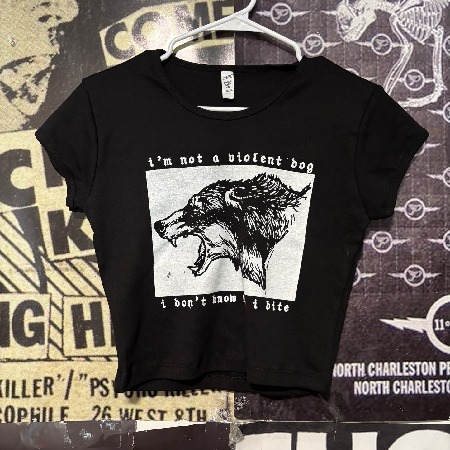 Violent dog black crop baby tee