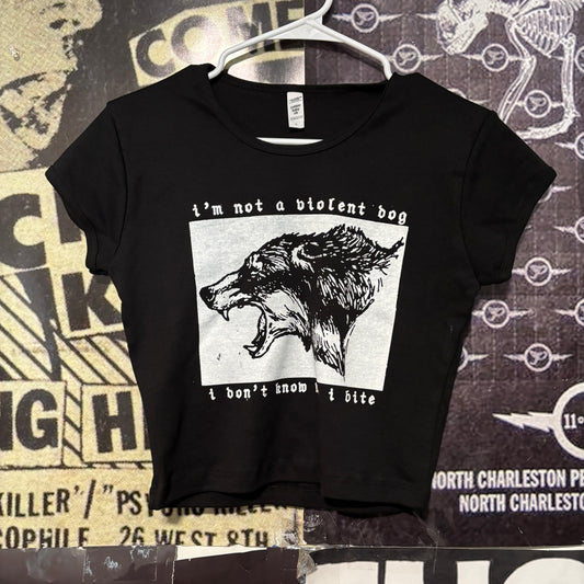 Violent dog black crop baby tee