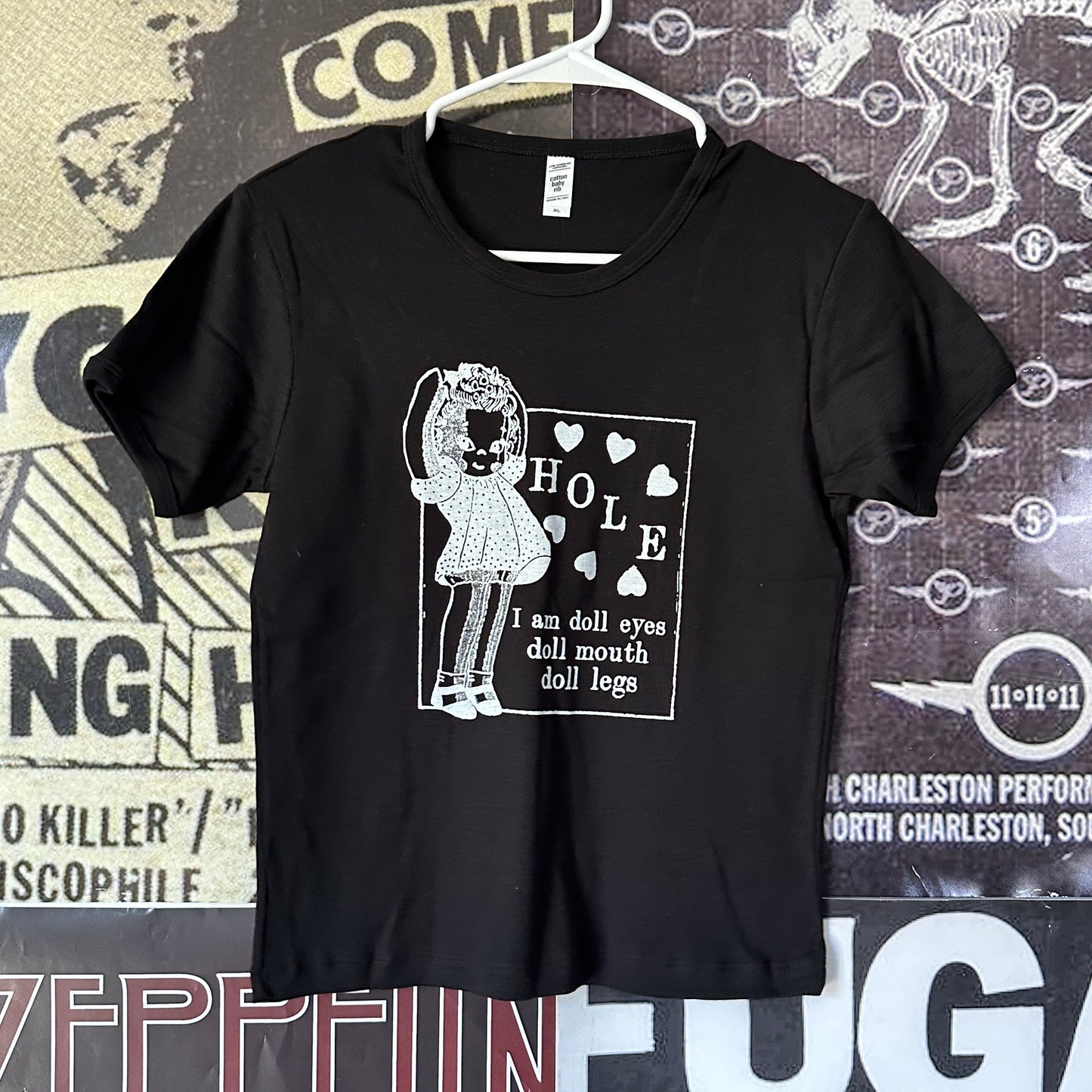 Hole doll parts black long baby tee